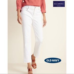 Old Navy — Mid-Rise Boyfriend White Jeans For Women • Jeans blancos para mujer •